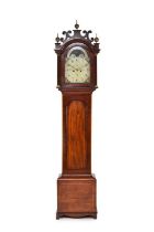 George III inlaid mahogany painted dial longcase clock