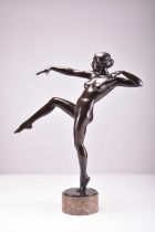 After Alfred Keller, a patinated bronze figure of a girl dancer