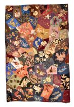 A Victorian embroidered patchwork wall hanging, dated 1892