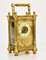 A French early 20th century brass carriage timepiece