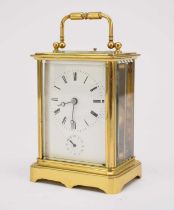 A French gilt brass alarm repeater carriage clock