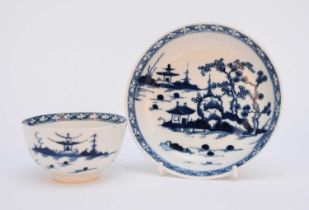 Worcester 'Cannonball' tea bowl and saucer, circa 1765-70