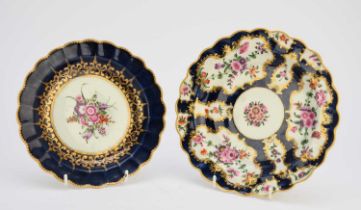 Two 18th-century Worcester dessert plates