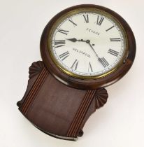 A 19th century mahogany double fusee drop dial clock, of railway interest