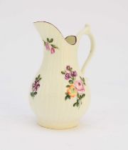Early Derby porcelain fluted cream jug, circa 1760-65