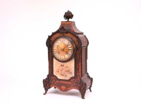 A late 19th century French bronze-mounted boulle mantel clock