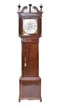 A George III inlaid mahogany brass dial longcase clock