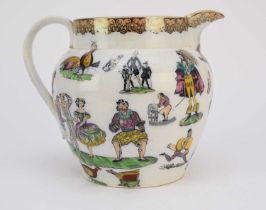 An Elsmore and Forster (Staffordshire) theatrical and cock-fighting jug