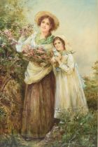 William Joseph Carroll (1842-1902) Mother and Daughter collecting blossom