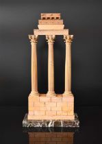 An Italian giallo antico marble Grand Tour model of the Temple of Castor and Pollux