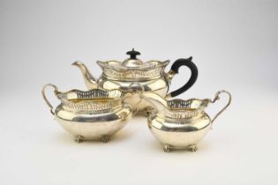 An early 20th century three piece silver tea service