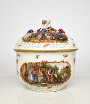 Large Carl Thieme (Potschappel) porcelain bowl and cover, late 19th century