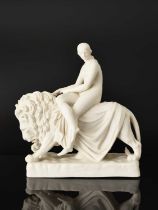 Minton parian figure of Una and the Lion