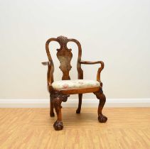 A George I style walnut child's armchair