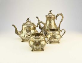 A Victorian style four piece silver tea service