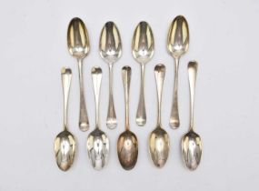 A collection of nine Hanoverian pattern silver tablespoons