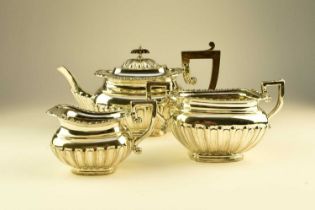 An Edwardian three piece silver tea service