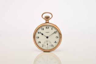 Waltham: A 9ct gold open face pocket watch in case