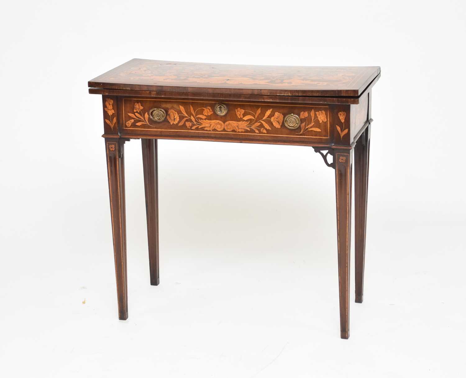 A late 18th century Dutch marquetry card table