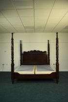 Ralph Lauren: A mahogany finish four-poster bed, late 20th century