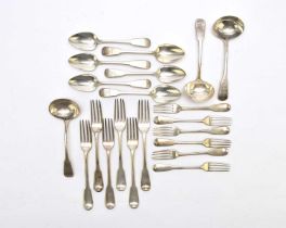 A set of George III silver Fiddle pattern flatware