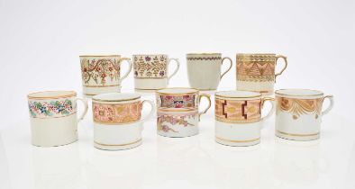 Eight Herculaneum (Liverpool) coffee cans and one coffee cup, circa 1810-15