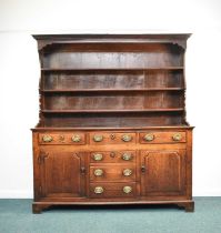 A George III oak dresser and rack, Mid Wales