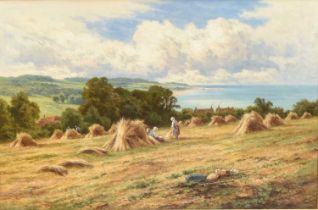 Henry H Parker (1858-1930) Near Worthing, on the Sussex Coast, Gathering the Harvest