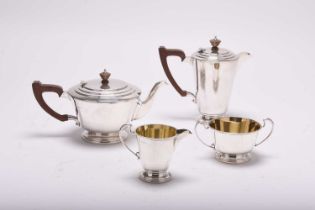 An Art Deco four piece silver tea service