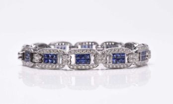 An Art Deco style sapphire and diamond bracelet