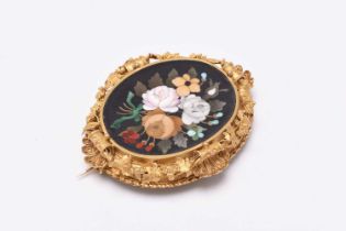 A 19th century Pietra Dura brooch