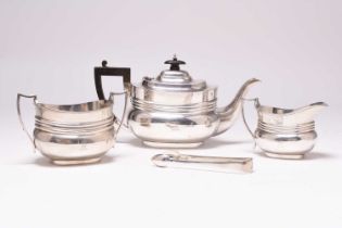 A three piece silver tea service