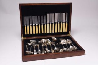 A cased harlequin canteen of silver flatware