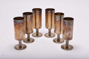 A cased set of six Irish silver goblets
