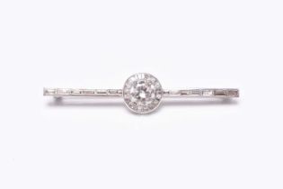 A mid 20th century diamond bar brooch