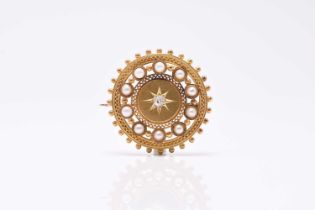A late 19th century diamond and untested pearl brooch