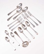 A set of Victorian Old English pattern silver flatware