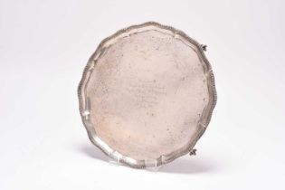 A presentation silver salver