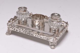 An early Victorian silver ink standish