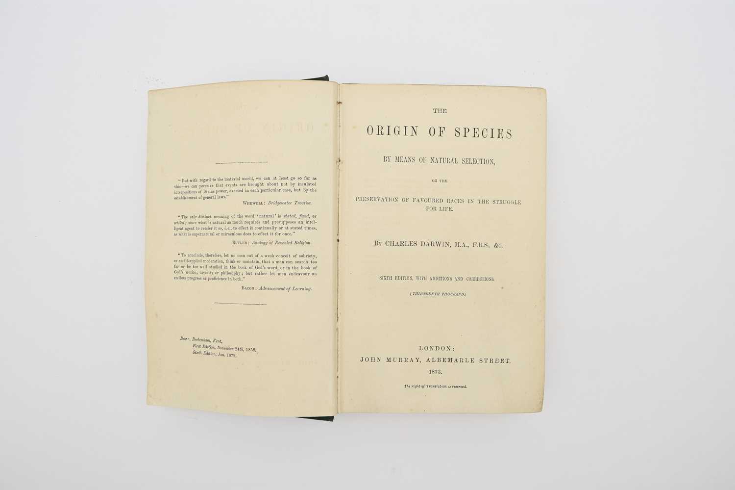 DARWIN, Charles, The Origin of Species by Means of Natural Selection, 1873 - Image 3 of 5