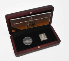 The London Mint Office. Penny Black 170th anniversary stamp and gold coin set