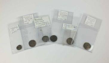 Edward I (1272-1307) five silver long cross pennies - London and Canterbury mints; together with a R