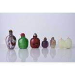 A group of six Chinese glass snuff bottles, 19th/20th century