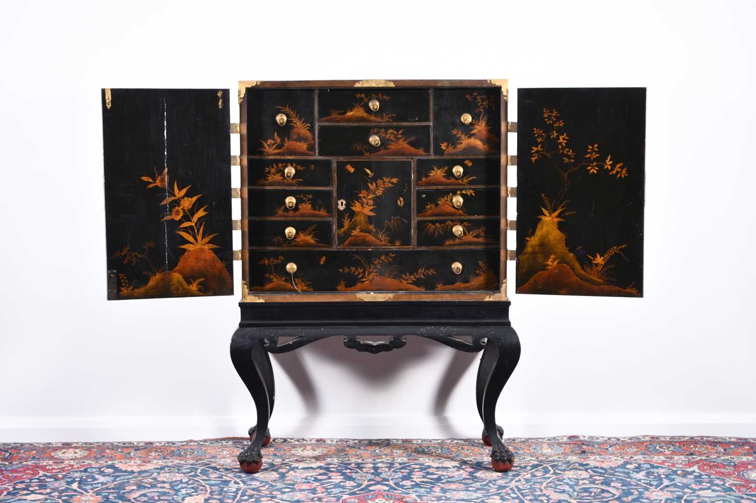 A Japanese lacquer cabinet on later stand, Meiji era - Image 2 of 18