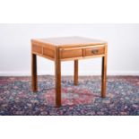 A Chinese mixed wood extending table and four chairs, 20th century