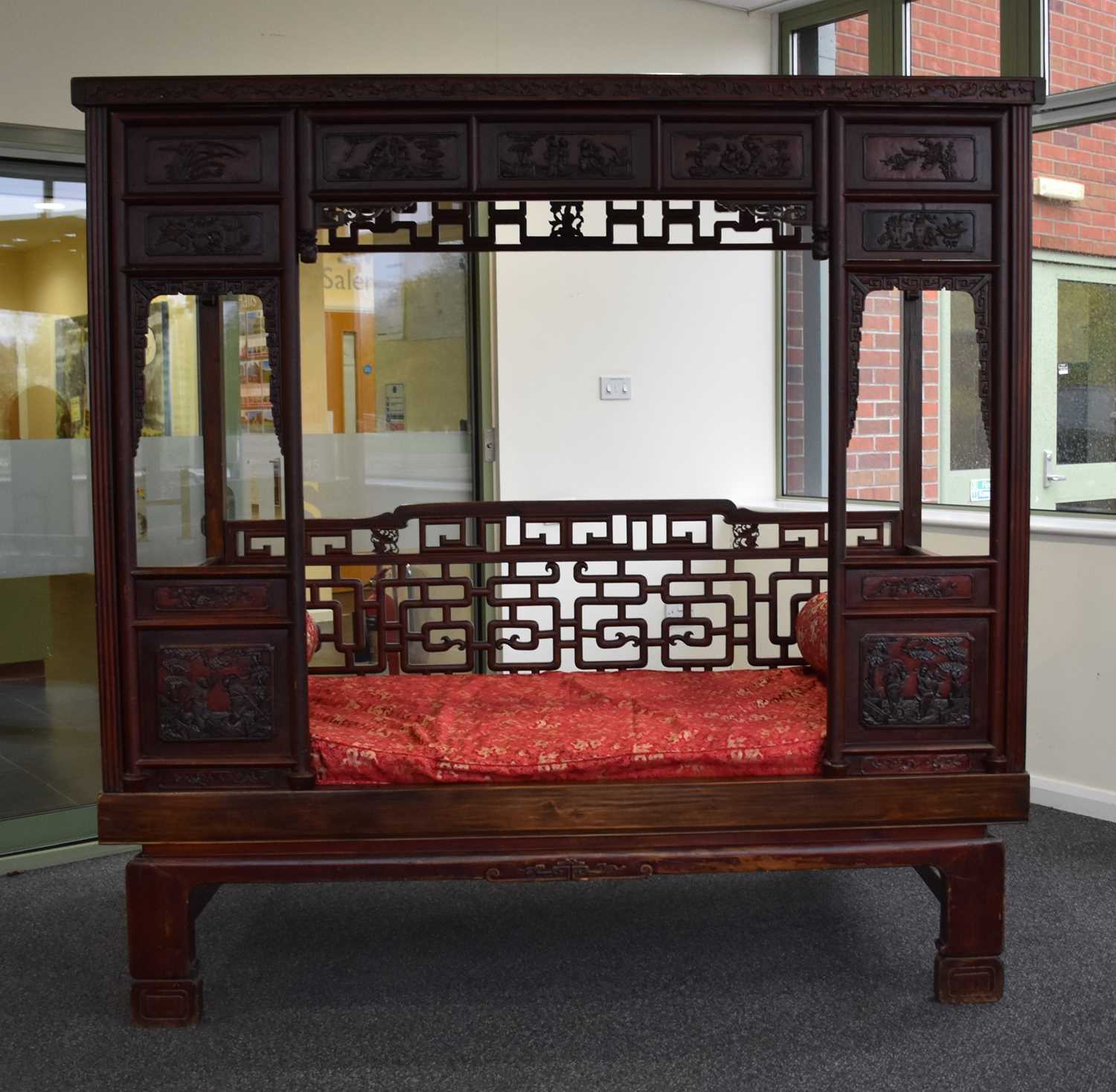 A Chinese carved hardwood opium bed, 20th century - Image 2 of 9