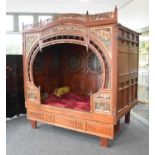 Chinese carved hardwood marriage bed, late Qing Dynasty