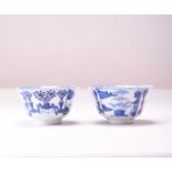 A pair of Chinese blue and white bowls, Kangxi