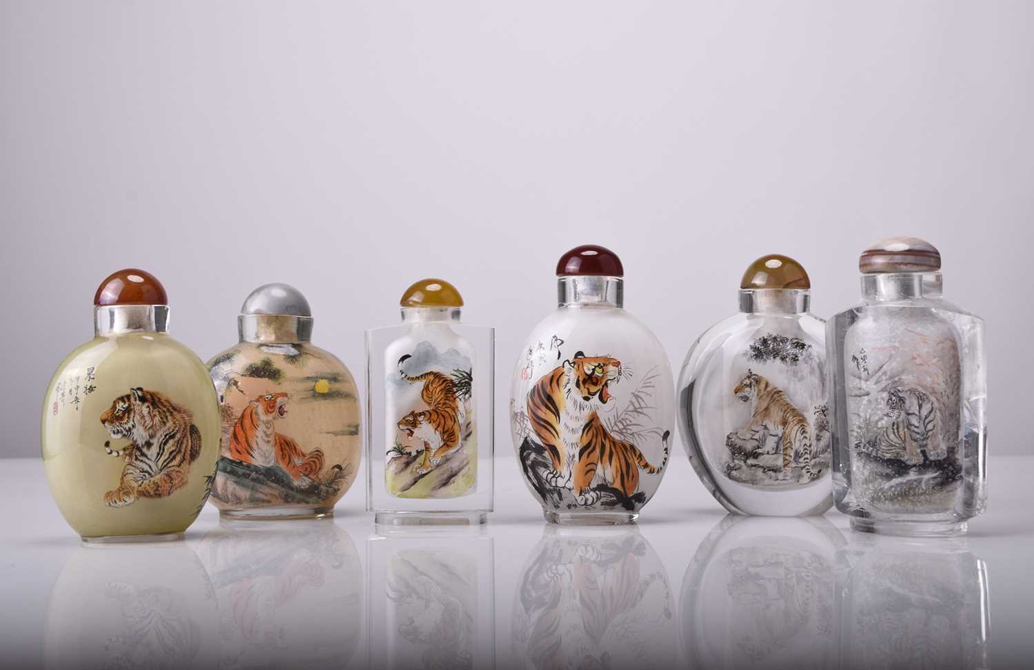 A group of six Chinese internally painted glass snuff bottles, 20th century