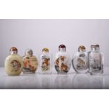 A group of six Chinese internally painted glass snuff bottles, 20th century